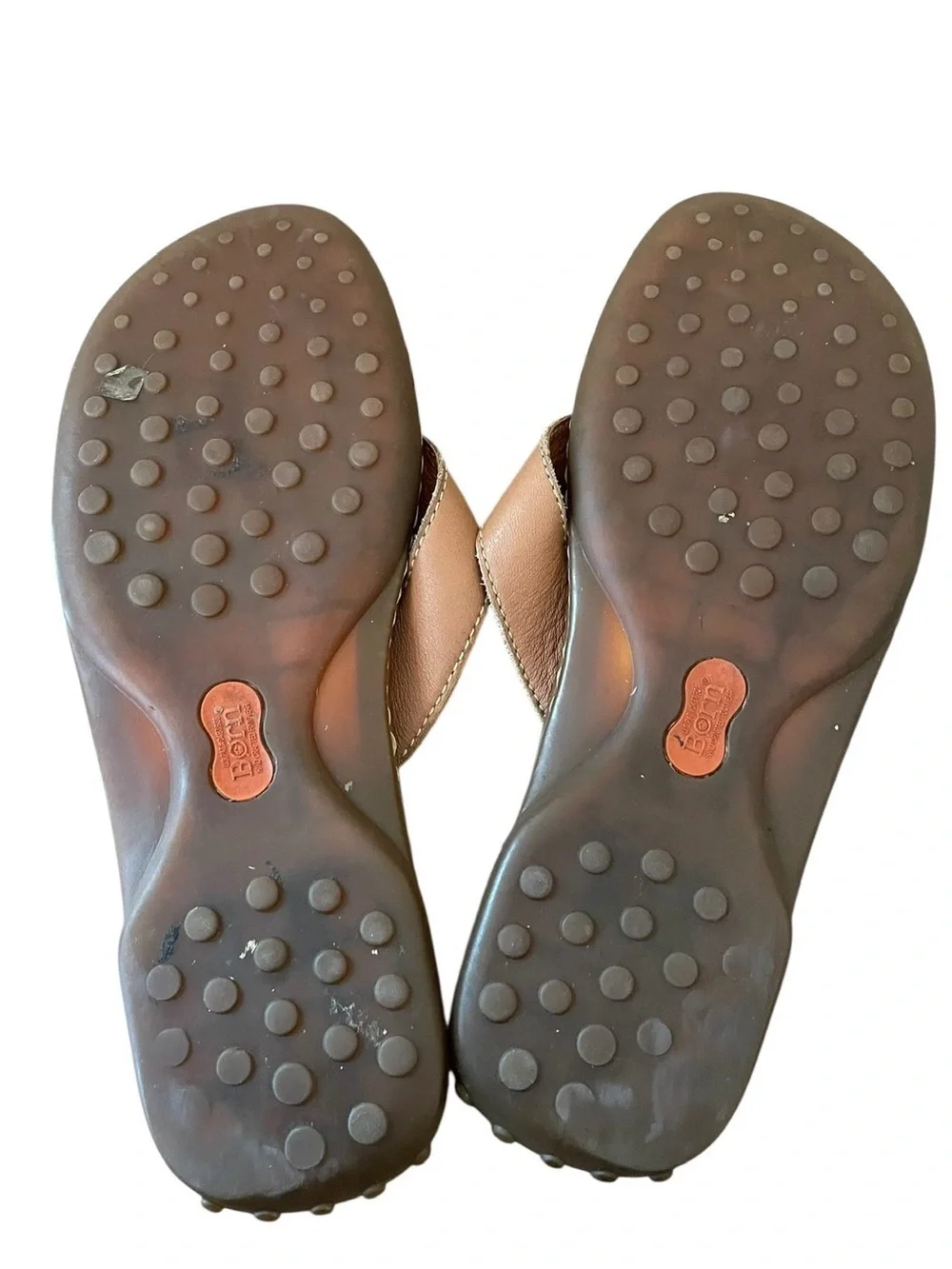Born Vuarnet Brown Leather Thong Sandals Men’s 11 EU 43 Comfort Slide Flip Flops